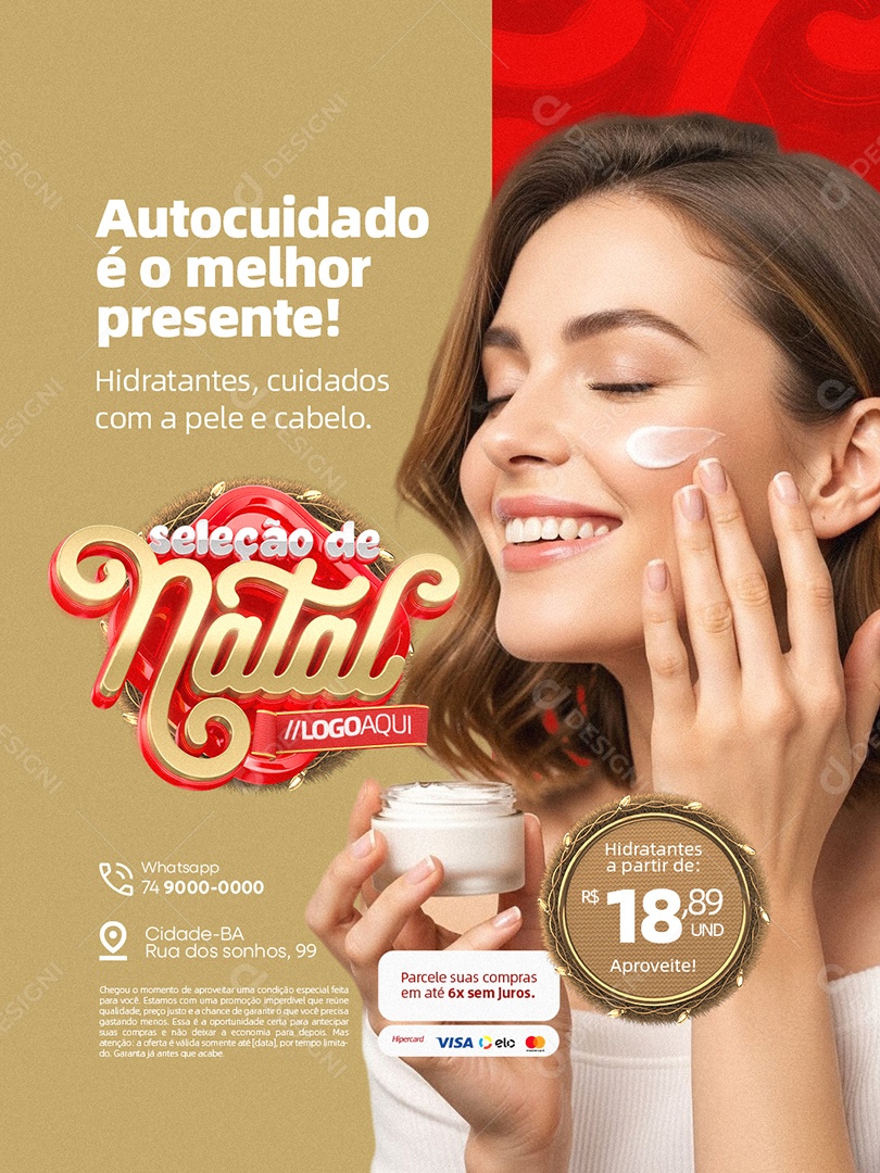 Seleção de Natal Farmácia Autocuidado é o Melhor Presente Social Media PSD Editável