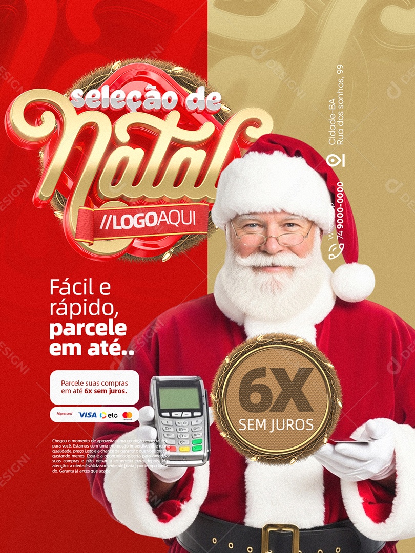 Seleção de Natal Farmácia Fácil e Rápido Parcele em Até Social Media PSD Editável