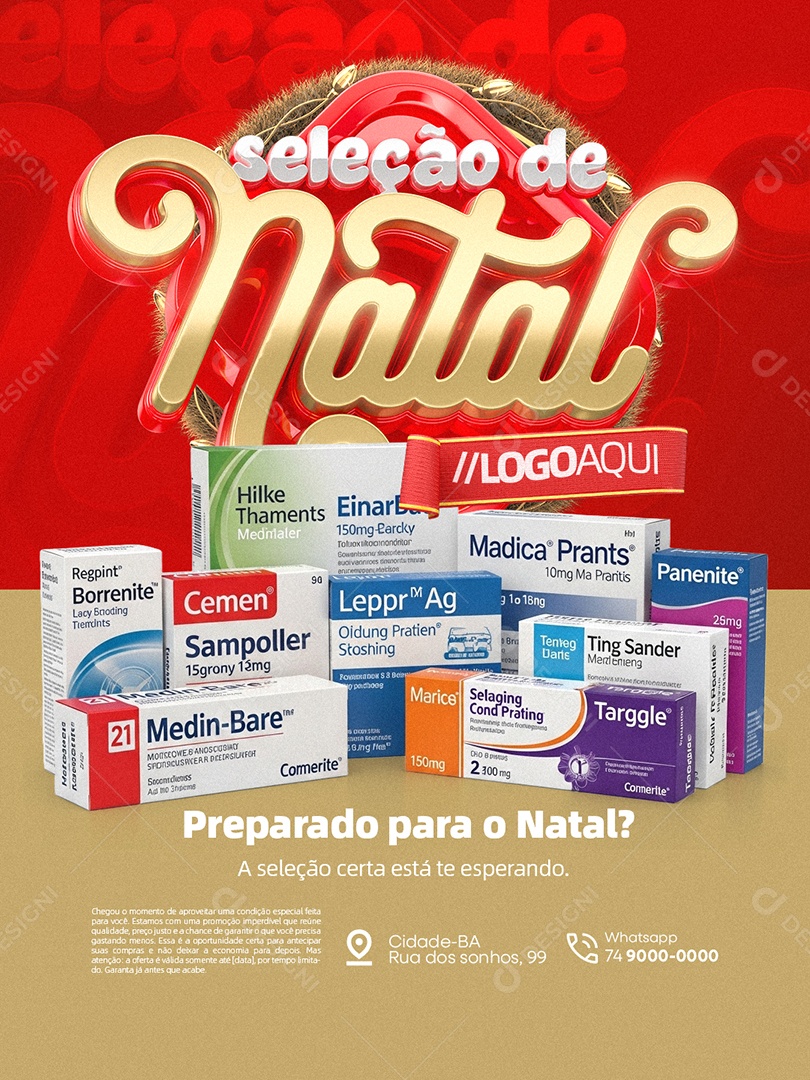 Seleção de Natal Farmácia Preparado para o Natla Social Media PSD Editável