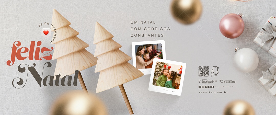Carrossel Feliz Natal 25 de Dezembro Um Natal com Sorrisos Constantes Social Media PSD Editável