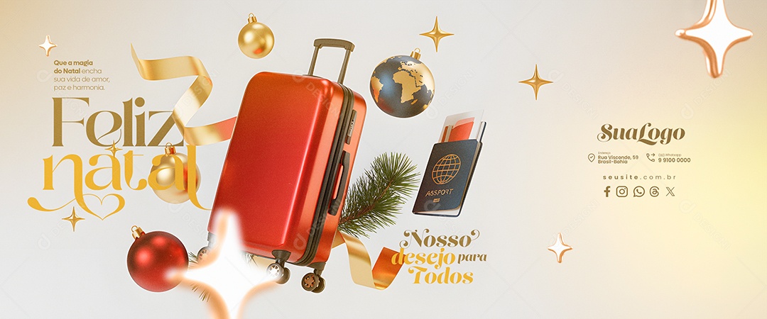 Carrossel Feliz Natal 25 de Dezembro Agência de Viagens Social Media PSD Editável