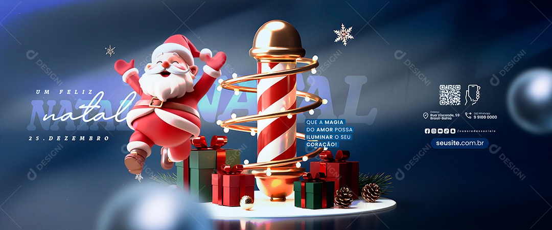 Carrossel Um Feliz Natal 25 de Dezembro Social Media PSD Editável