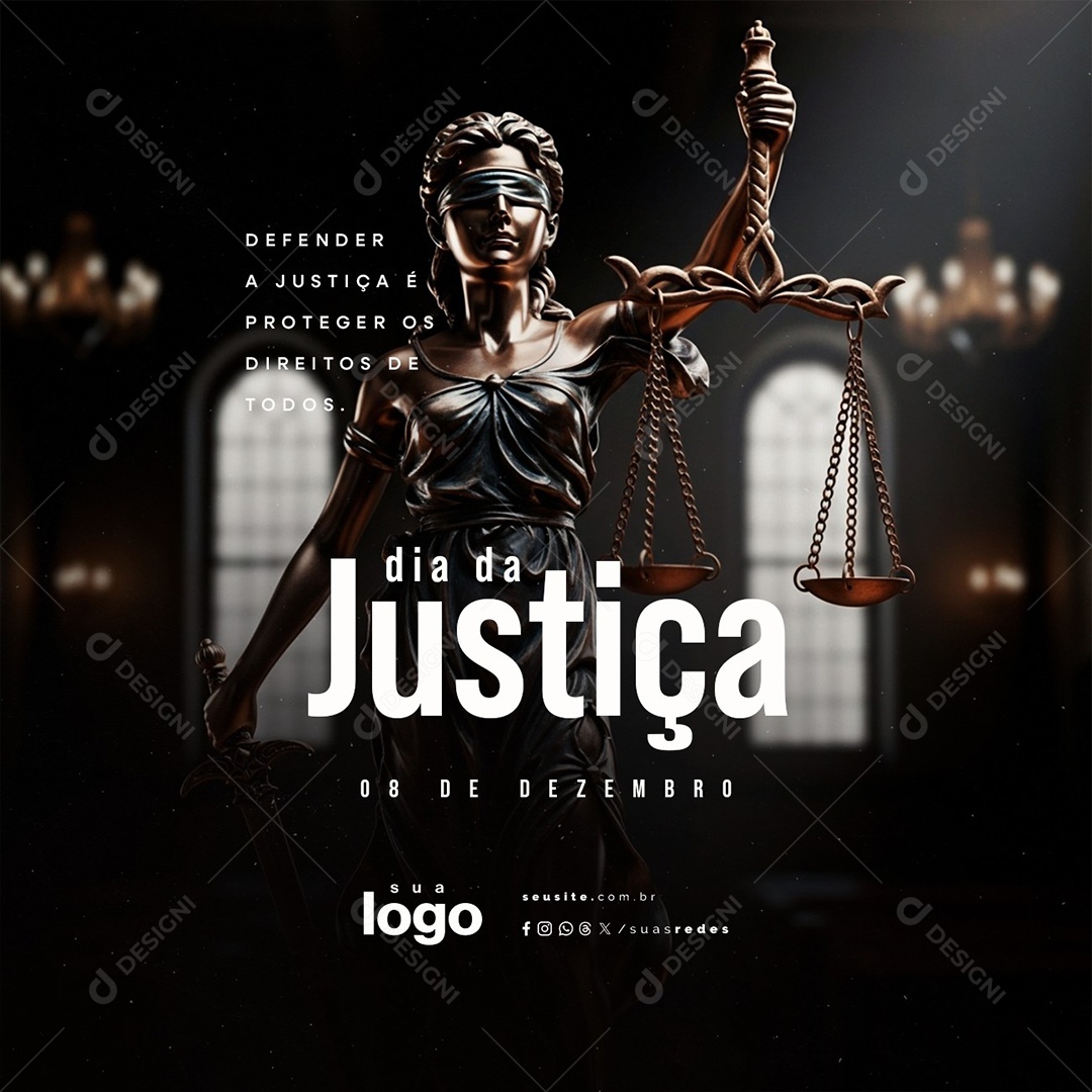 Dia da Justiça 08 de Dezembro Defender a Justiça Social Media PSD Editável
