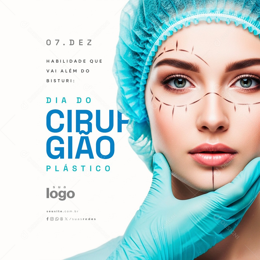 Dia do Cirurgião Plástico 07 de Dezembro Habilidade Que Vai Além do Bisturi Social Media PSD Editável
