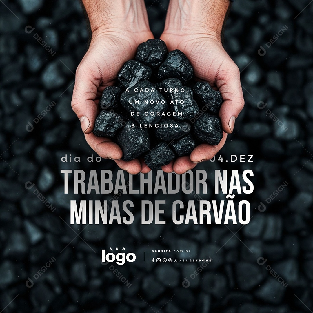 Dia do Trabalhador nas Minas de Carvão 04 de Dezembro Social Media PSD Editável