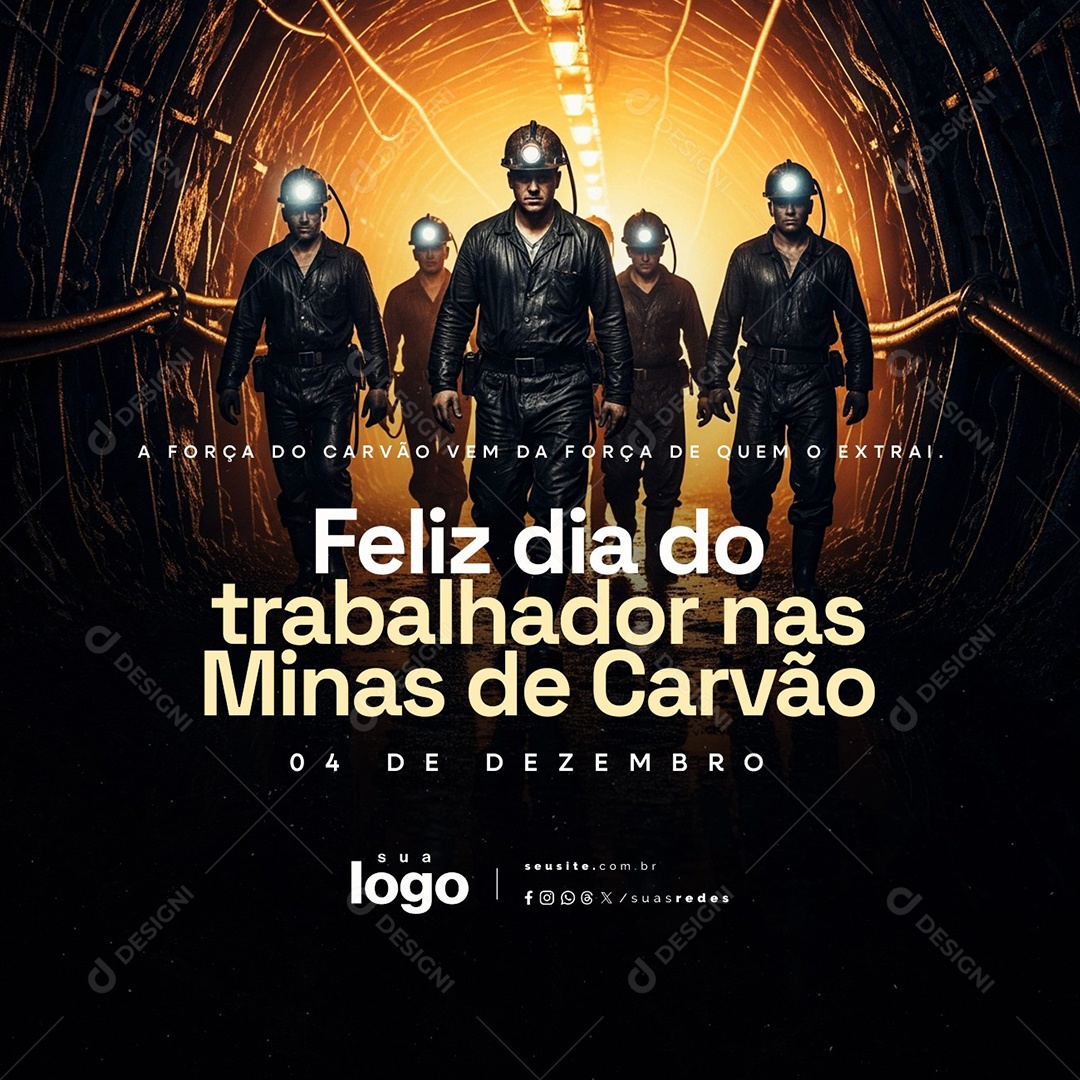 Feliz Dia do Trabalhador nas Minas de Carvão 04 de Dezembro Social Media PSD Editável