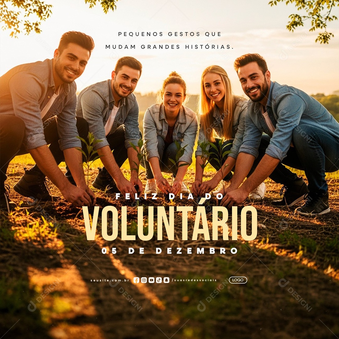 Feliz Dia do Voluntário 05 de Dezembro Social Media PSD Editável