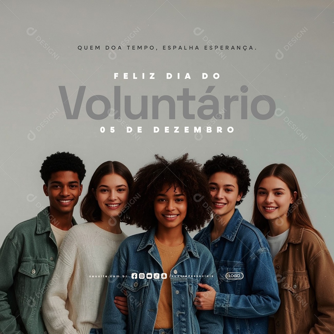 Feliz Dia do Voluntário 05 de Dezembro Social Media PSD Editável