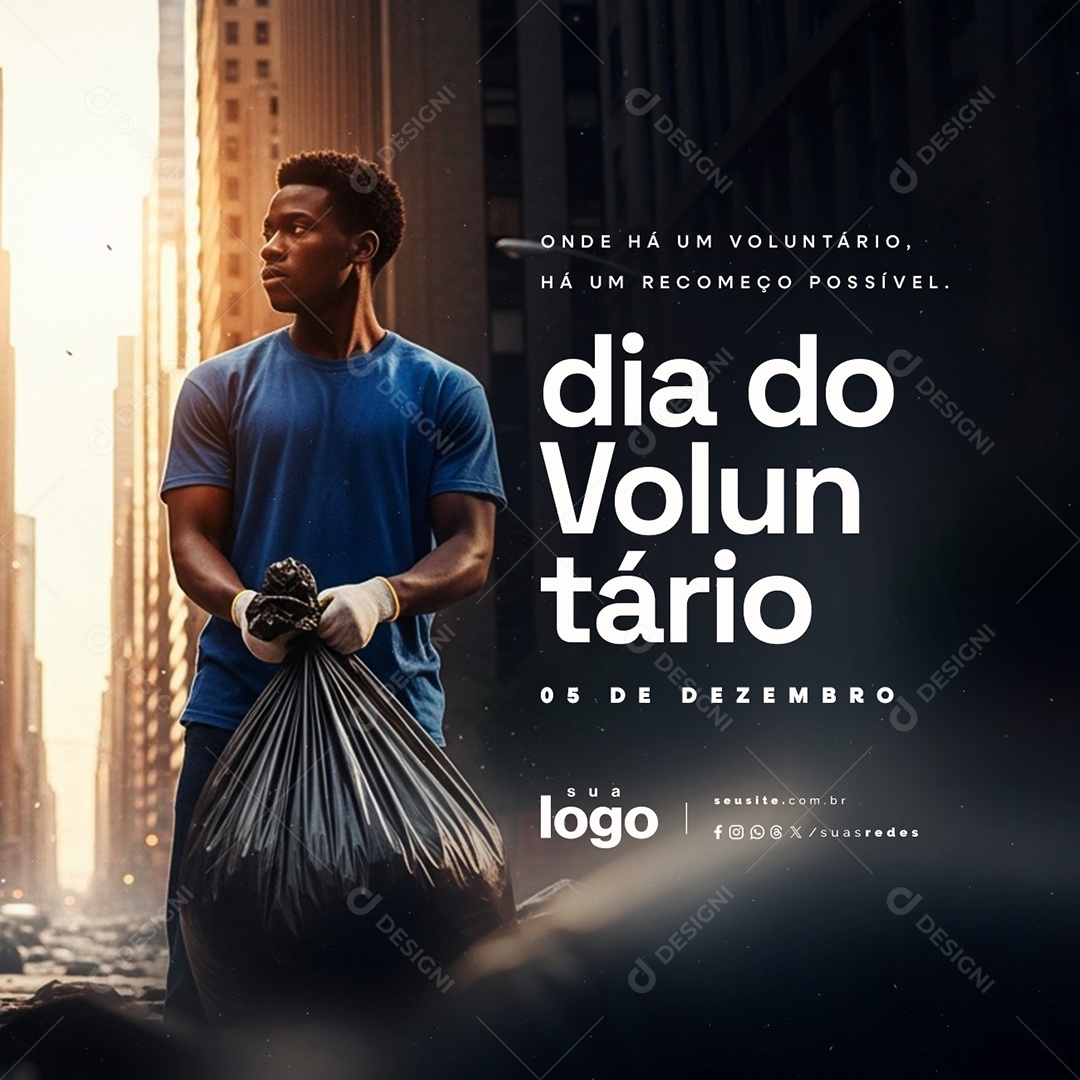 Dia do Voluntário 05 de Dezembro Onde Há Um Voluntário Social Media PSD Editável