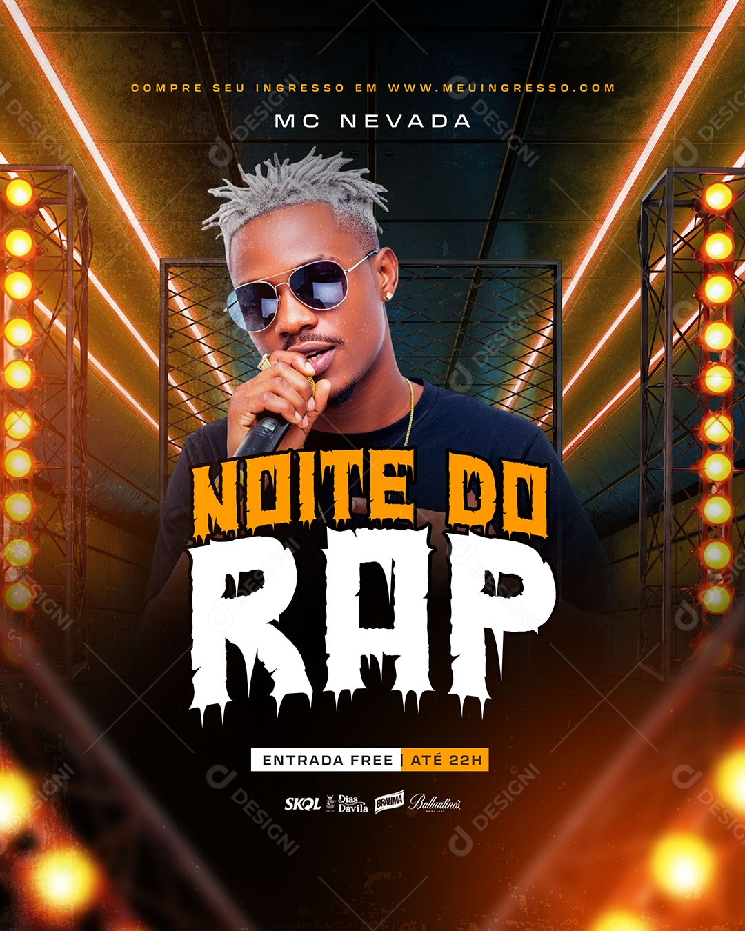 Flyer Evento Show Noite do RAP PSD Editável