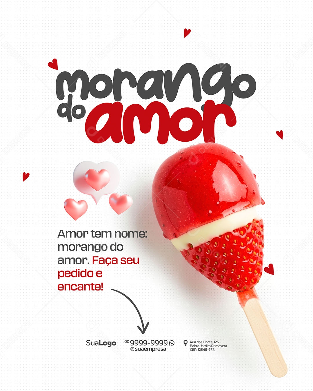 Morango do Amor Social Media PSD Editável