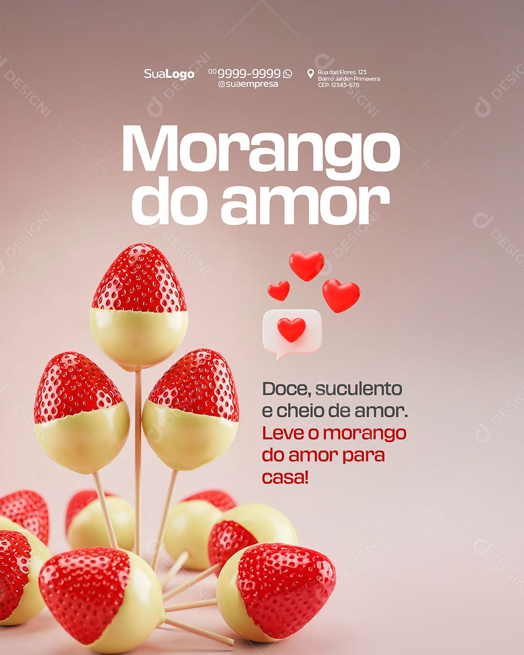 Morango do Amor Social Media PSD Editável