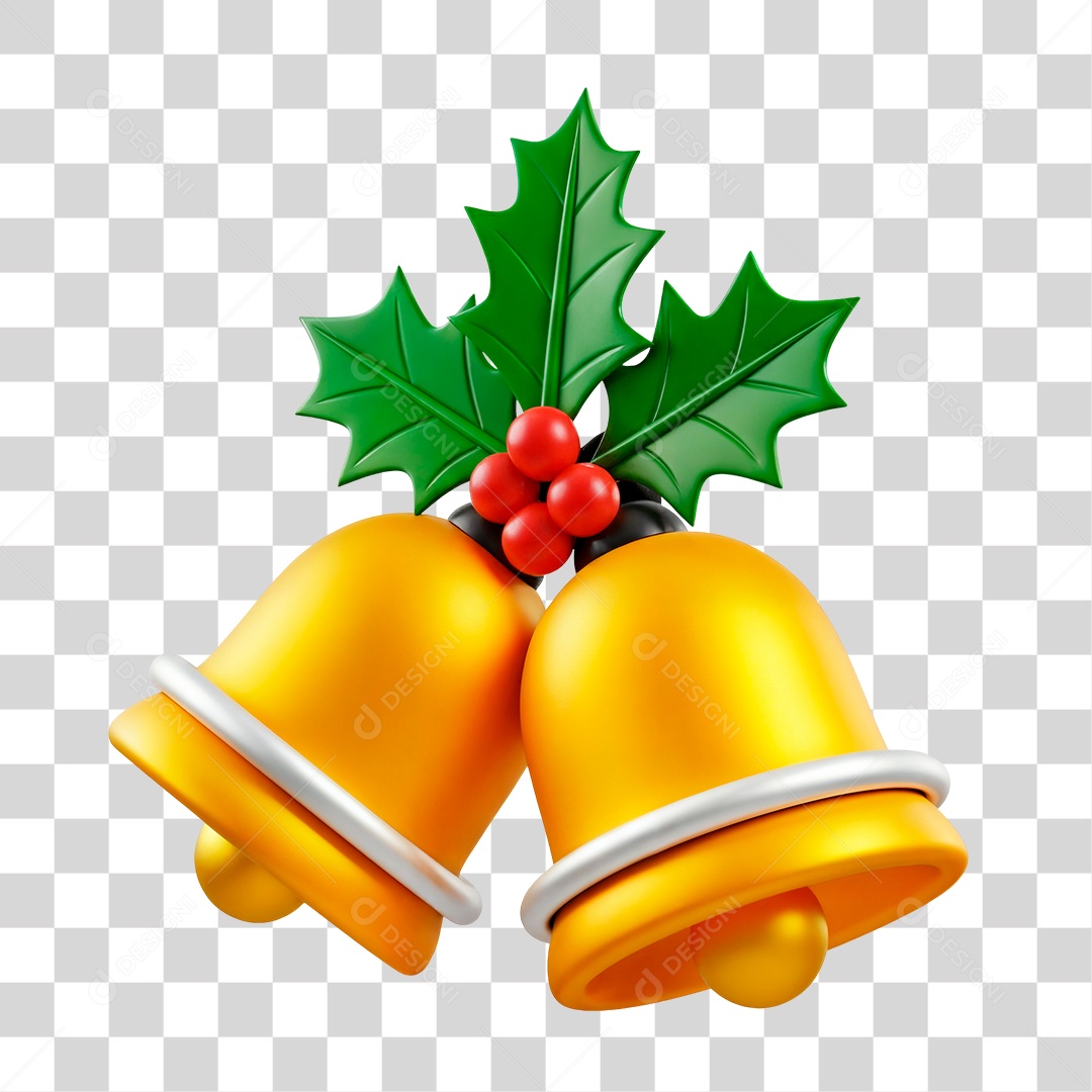 Sinos Dourados de Natal PNG Transparente