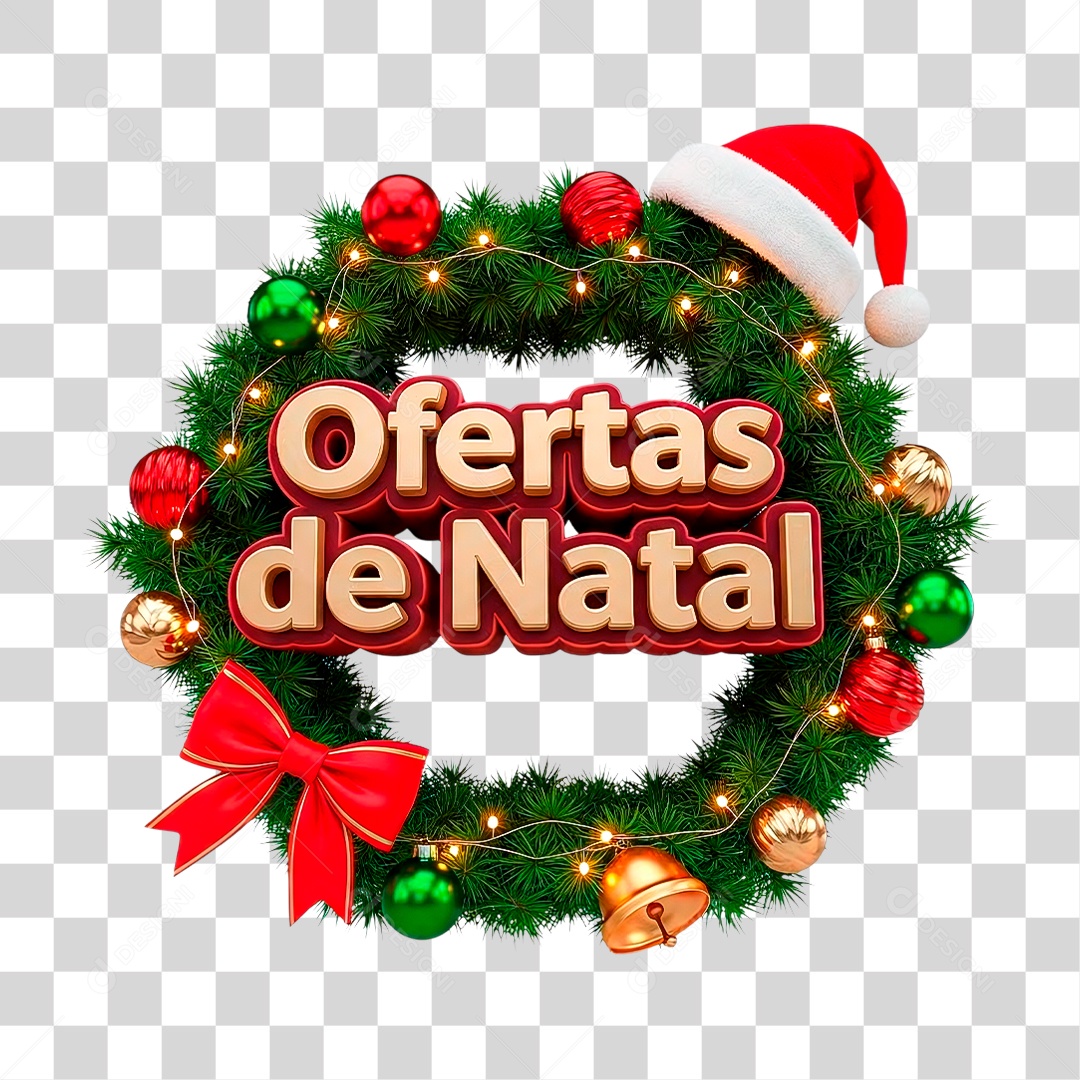 Selo 3D Ofertas de Natal PNG Transparece