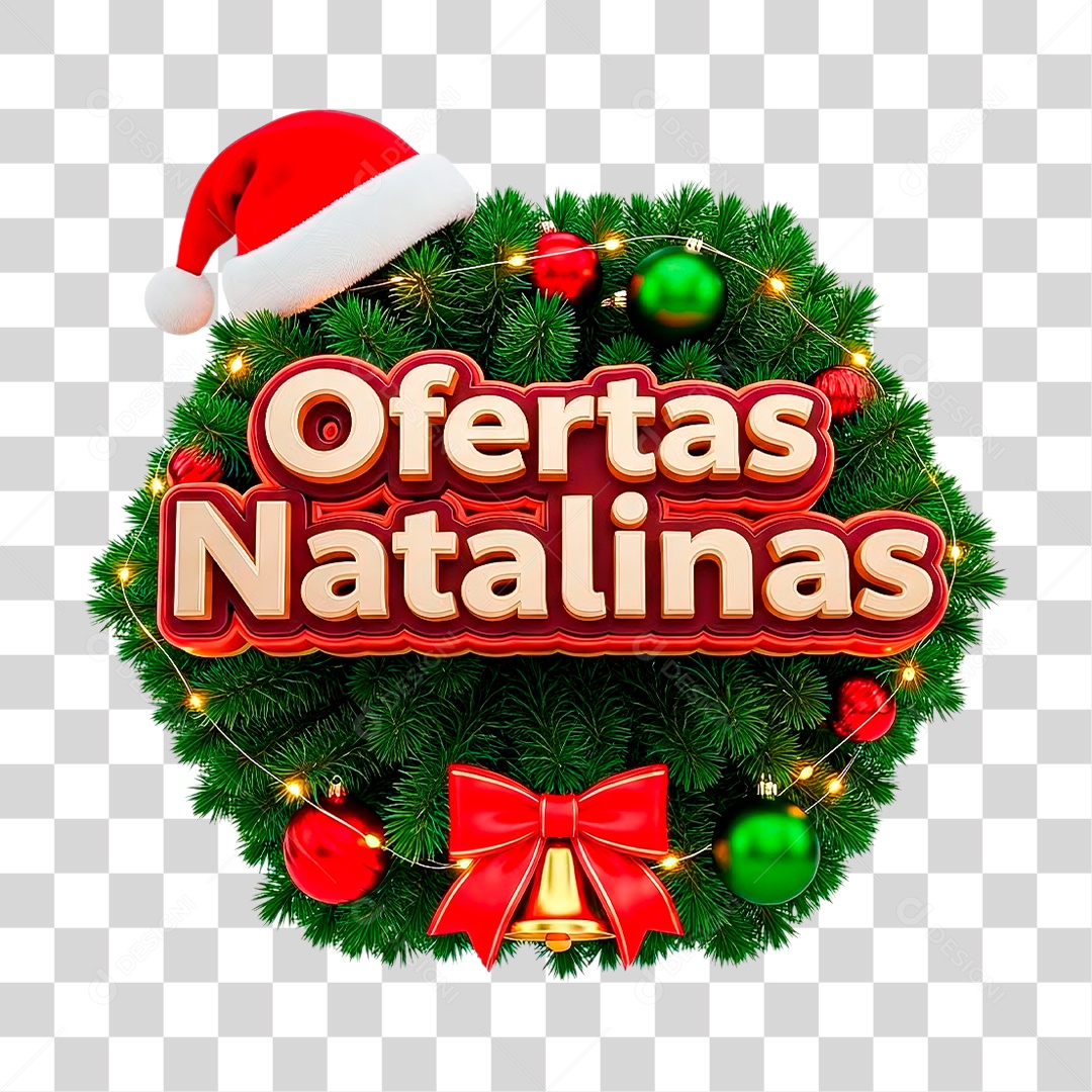 Selo 3D Ofertas de Natalinas PNG Transparente