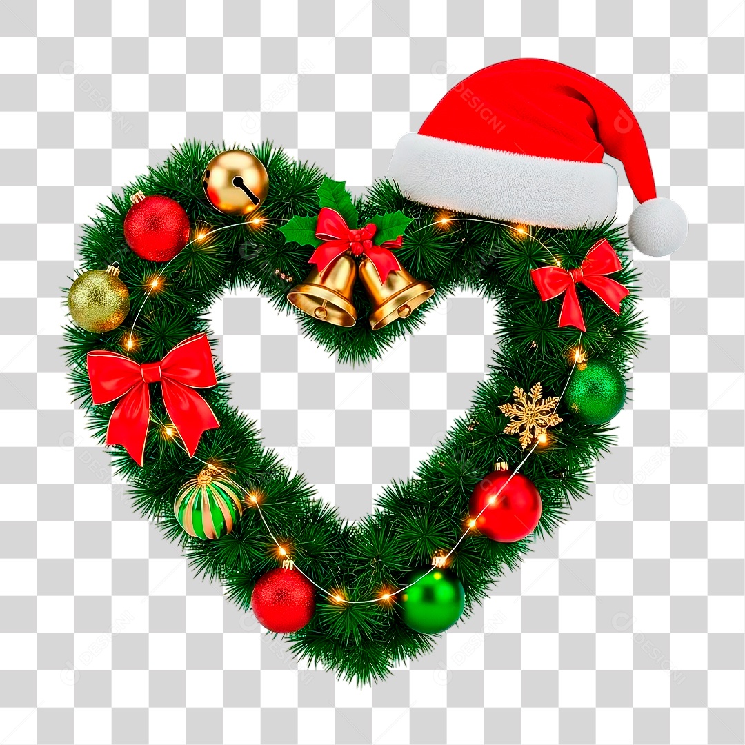 Coração de Natal PNG Transparente