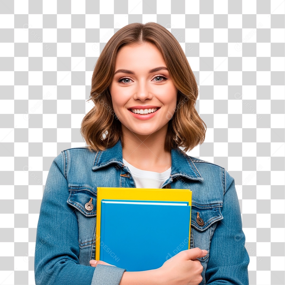 Estudante Segurando Livros PNG Transparente