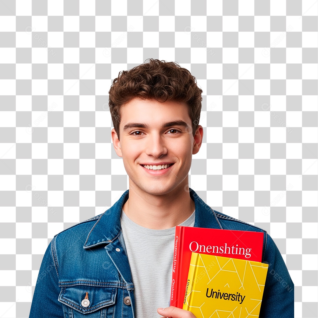 Estudante Segurando Livros PNG Transparente