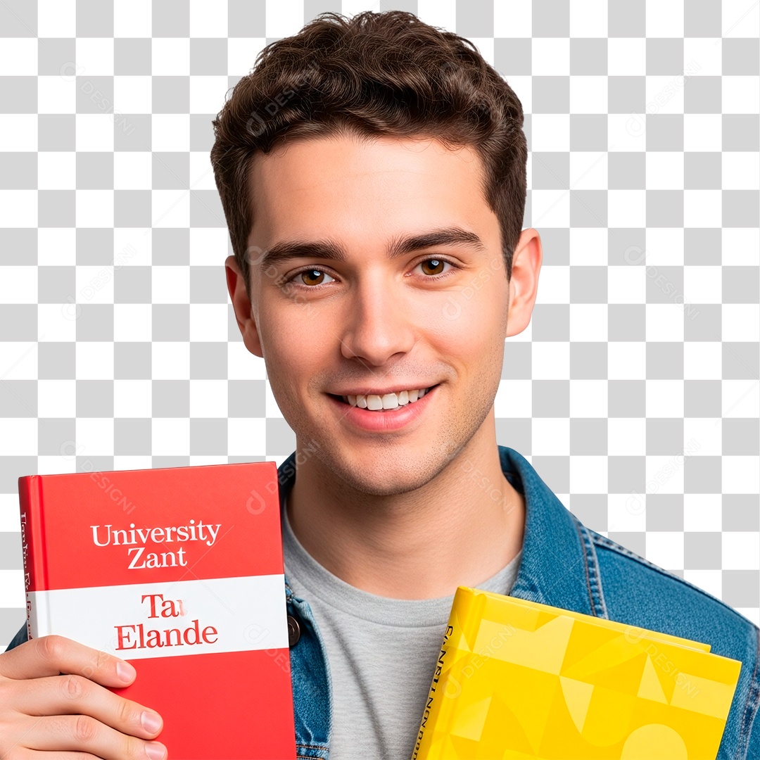 Estudante Segurando Livros PNG Transparente