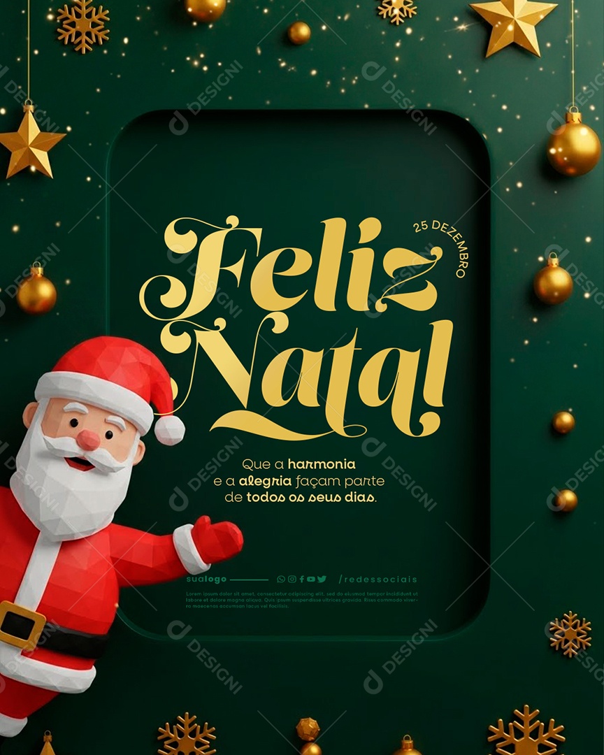 Feliz Natal 25 de Dezembro Social Media PSD Editável