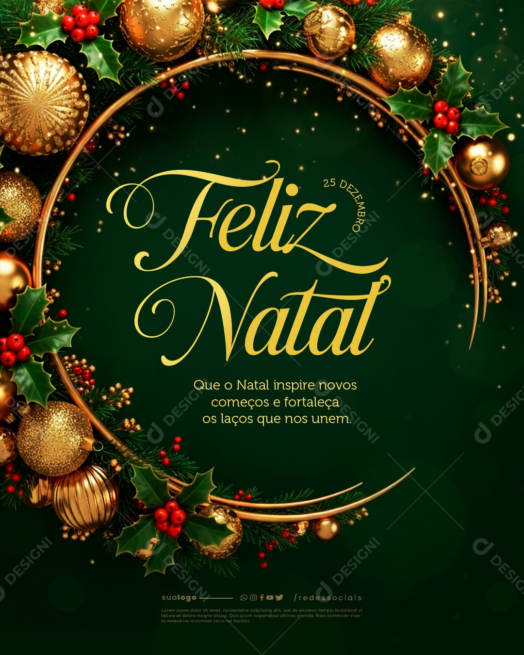 Feliz Natal 25 de Dezembro Social Media PSD Editável