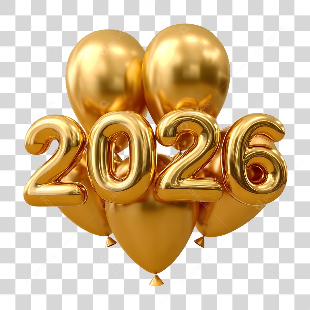 Balão 2026 Decoração de Ano Novo PNG Transparente
