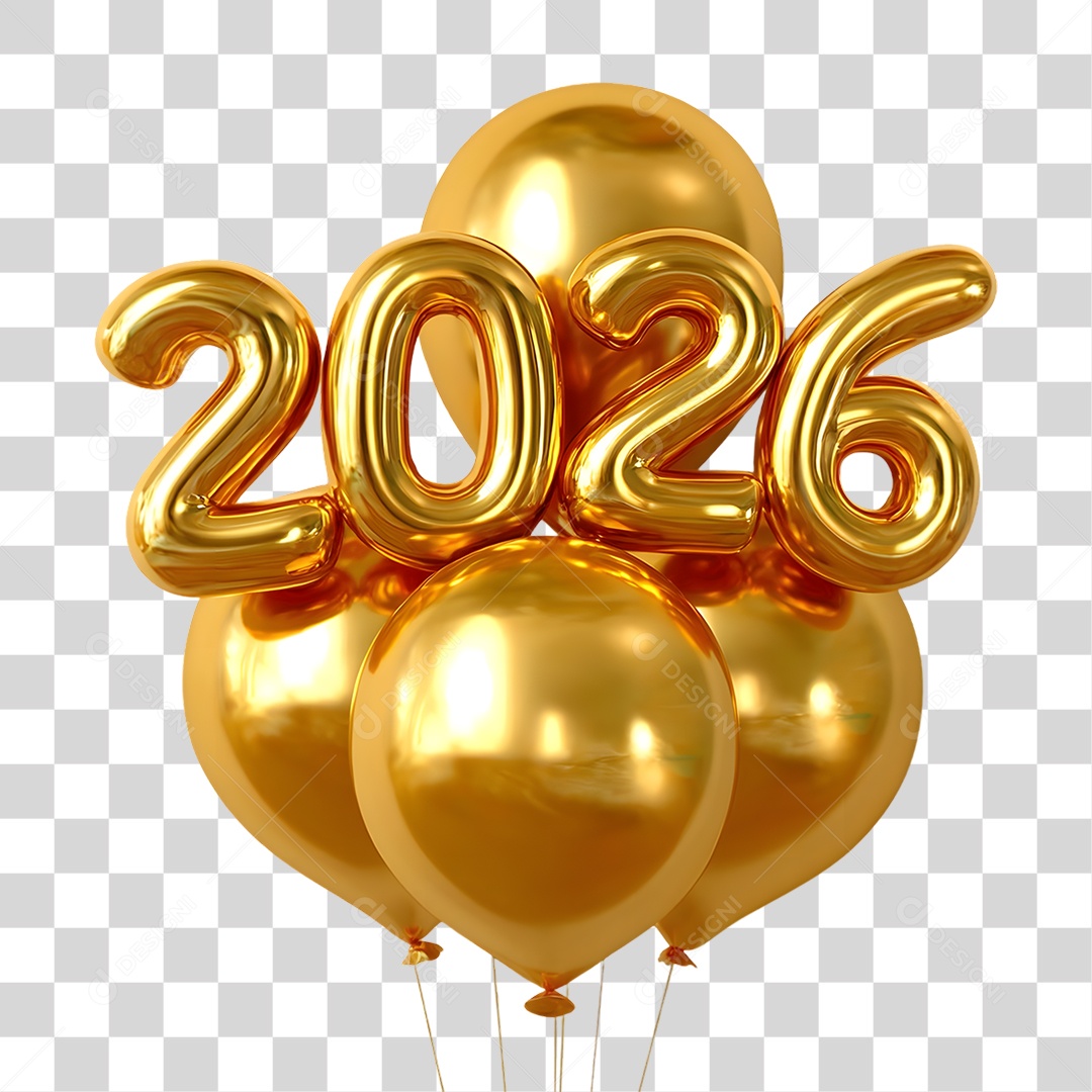 Balão 2026 Decoração de Ano Novo PNG Transparente