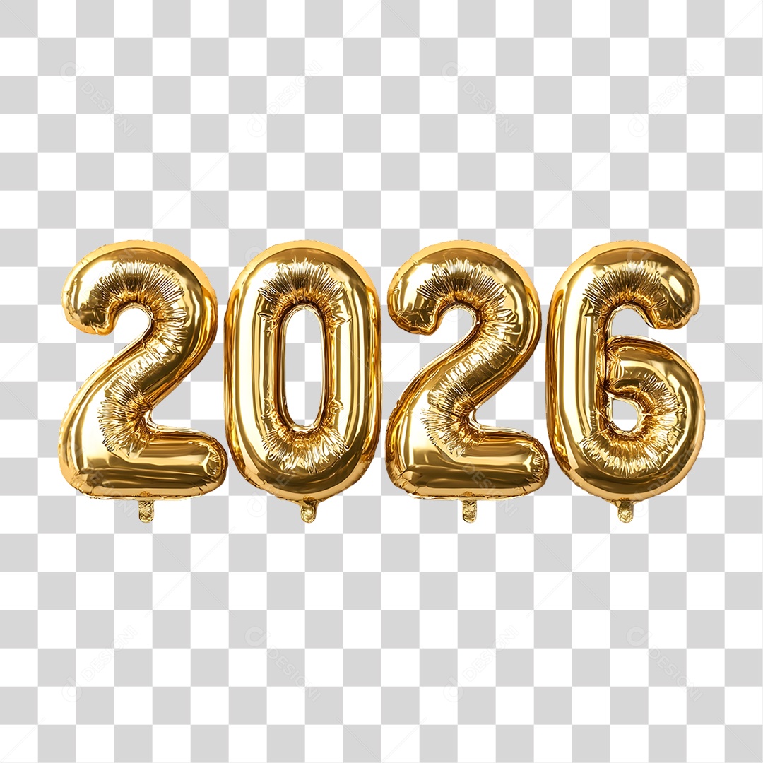 Balão 2026 Decoração de Ano Novo PNG Transparente