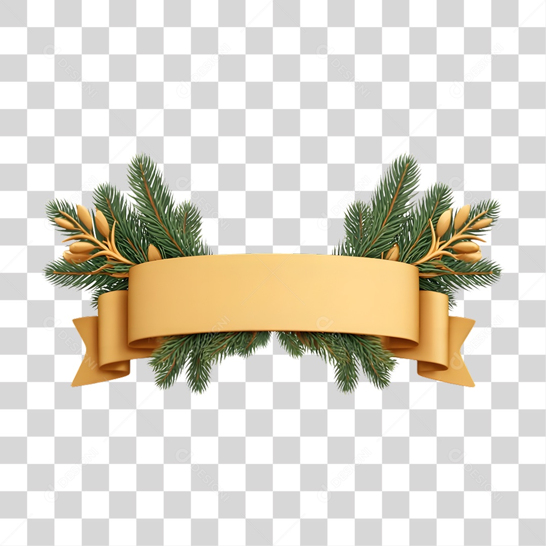 Elemento 3D Fita de Ano Novo PNG Transparente