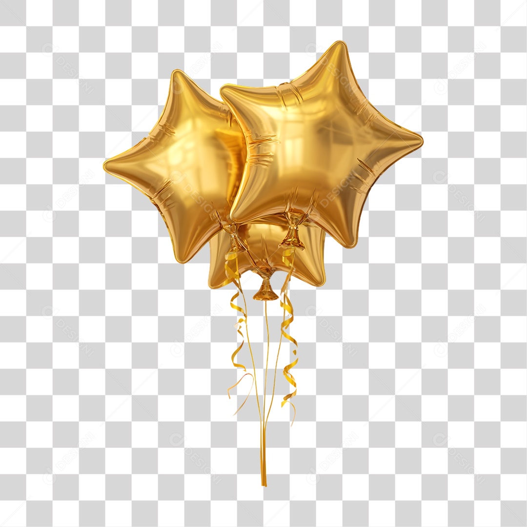 Balões Estrelas Decoração de Ano Novo PNG Transparente
