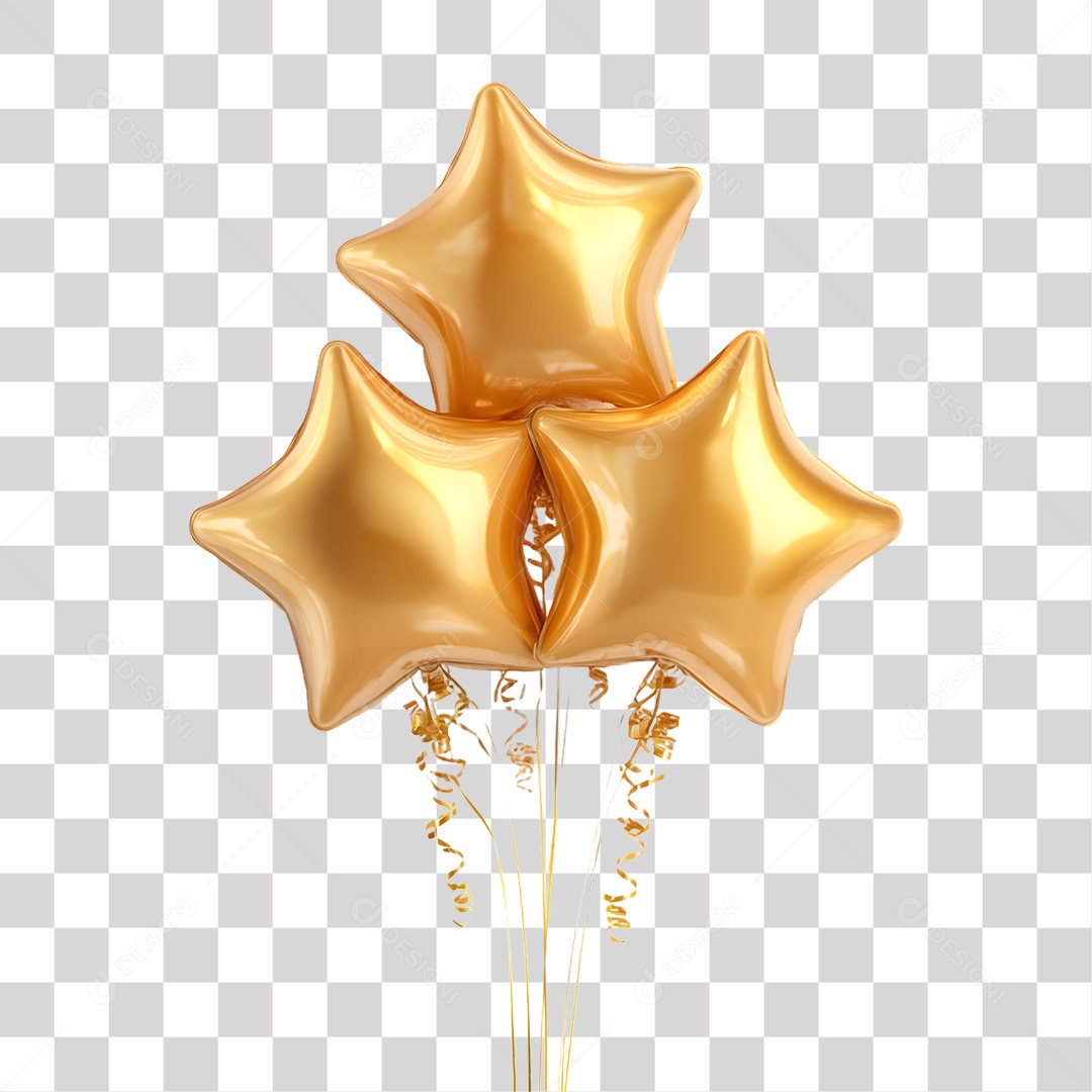 Balões Estrelas Decoração de Ano Novo PNG Transparente