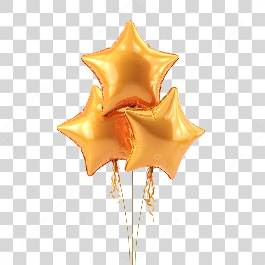Balões Estrelas Decoração de Ano Novo PNG Transparente