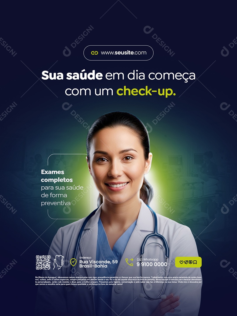 Clínica Médica Sua Saúde em Dia Começa com Um Checkup Social Media PSD Editável