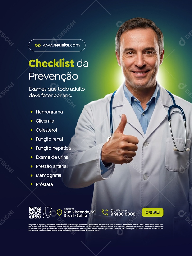 Clínica Médica Checklist da Prevenção Social Media PSD Editável