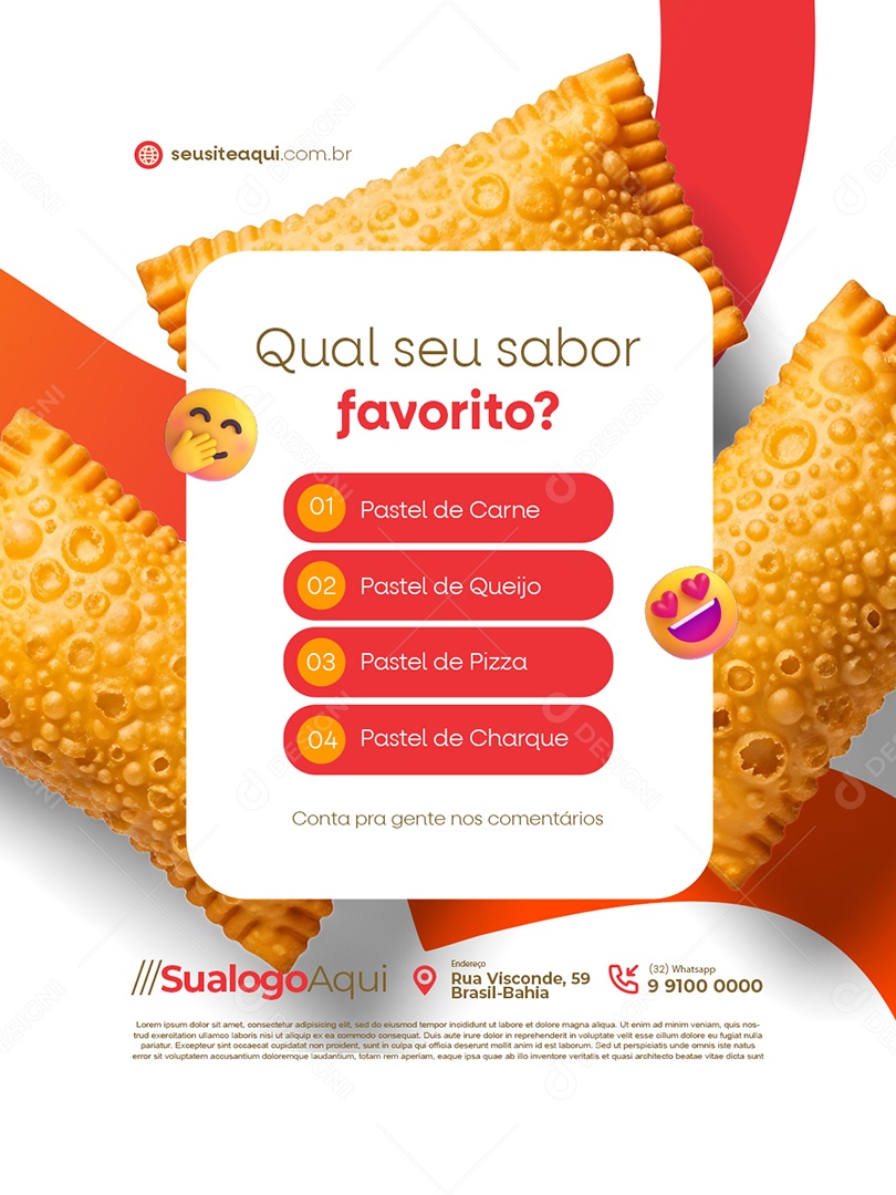 Pastelaria Qual Seu Sabor Favorito Social Media PSD Editável