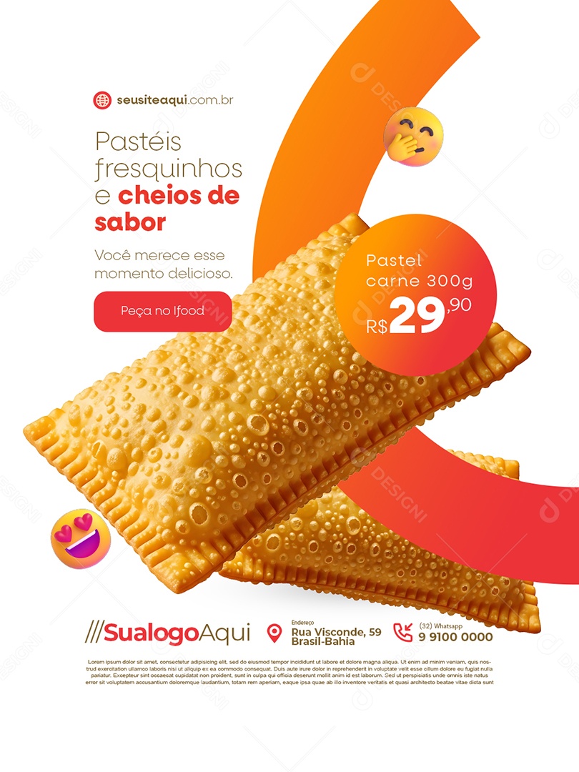 Pastelaria Pastéis Fresquinhos e Cheios de Sabor Social Media PSD Editável