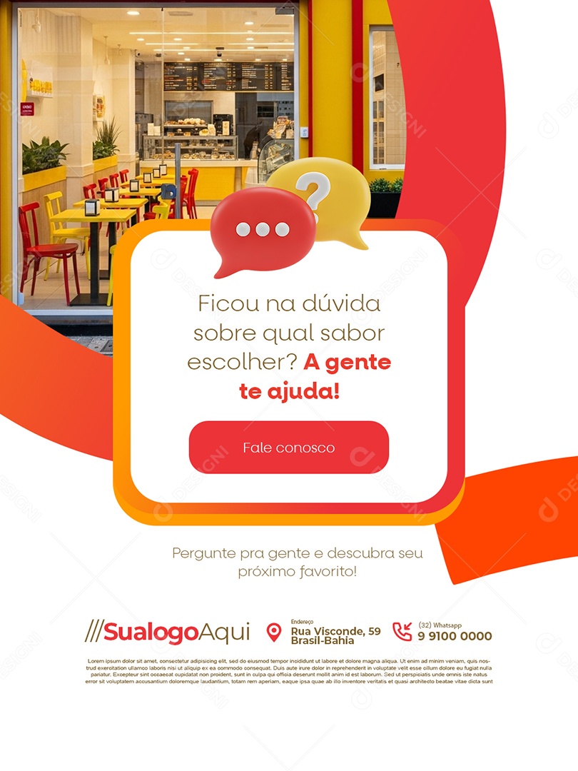 Pastelaria Ficou na Dúvida Sobre Qual Sabor Escolher Social Media PSD Editável