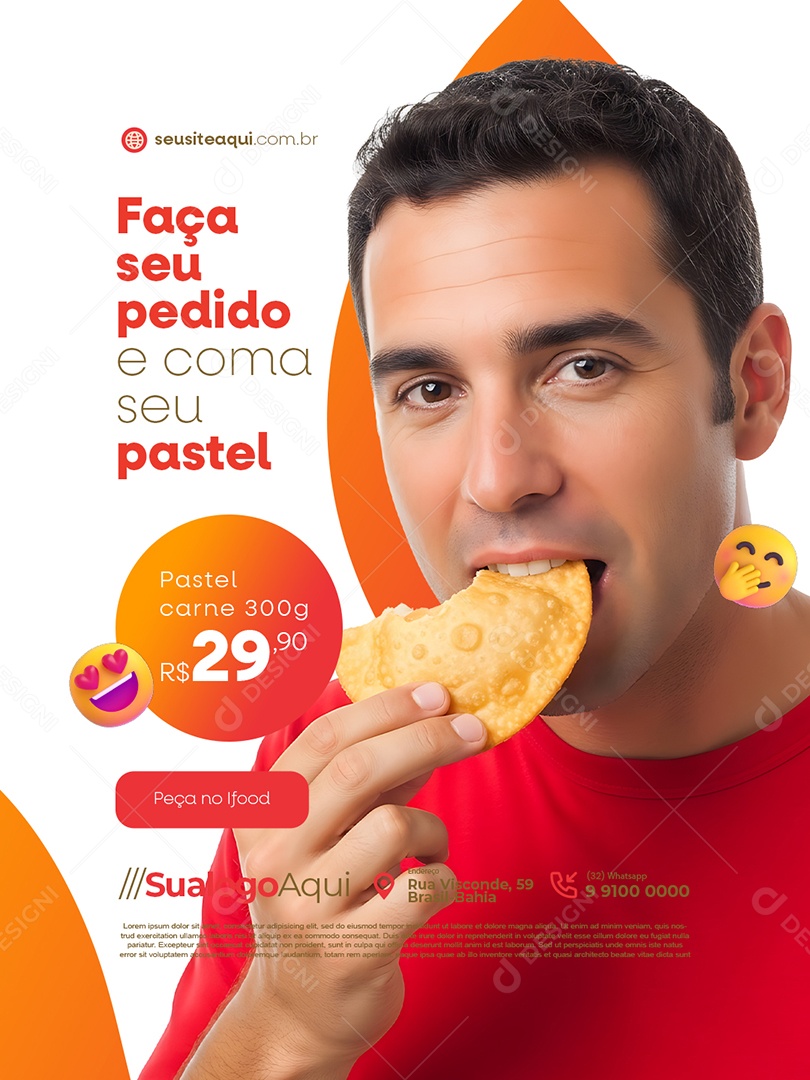 Pastelaria Faça Seu Pedido e Coma Seu Pastel Social Media PSD Editável
