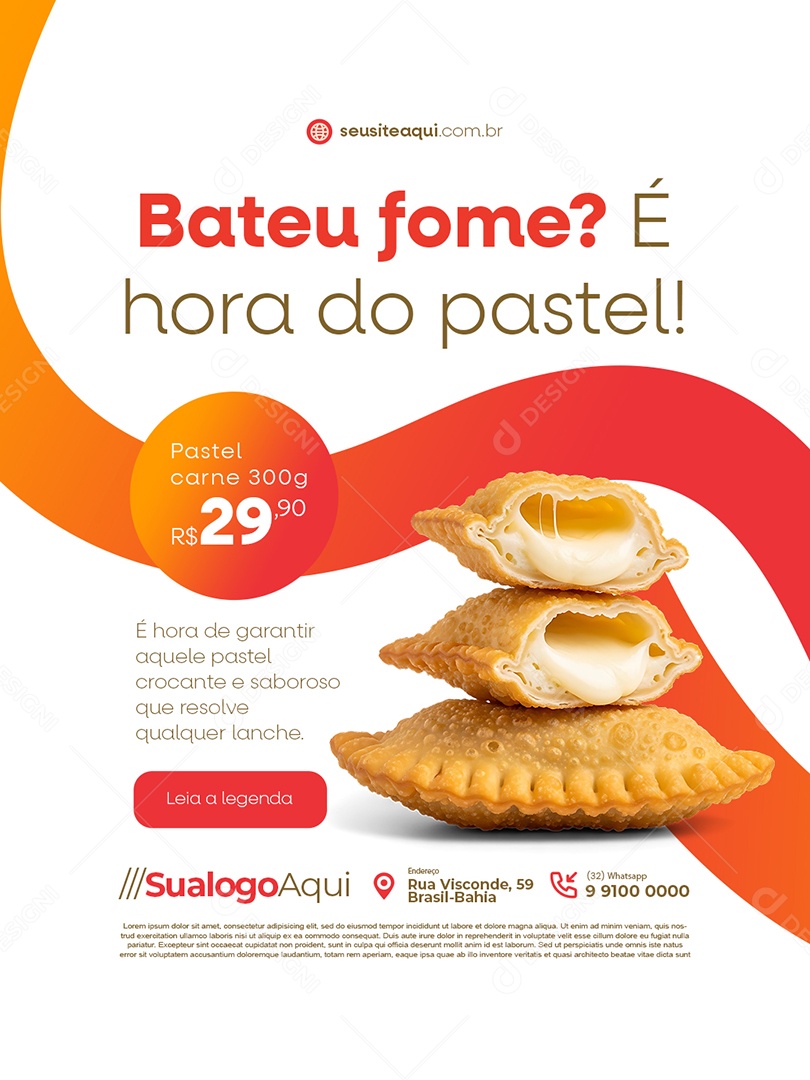 Pastelaria Bateu Fome é Hora de Pastel Social Media PSD Editável