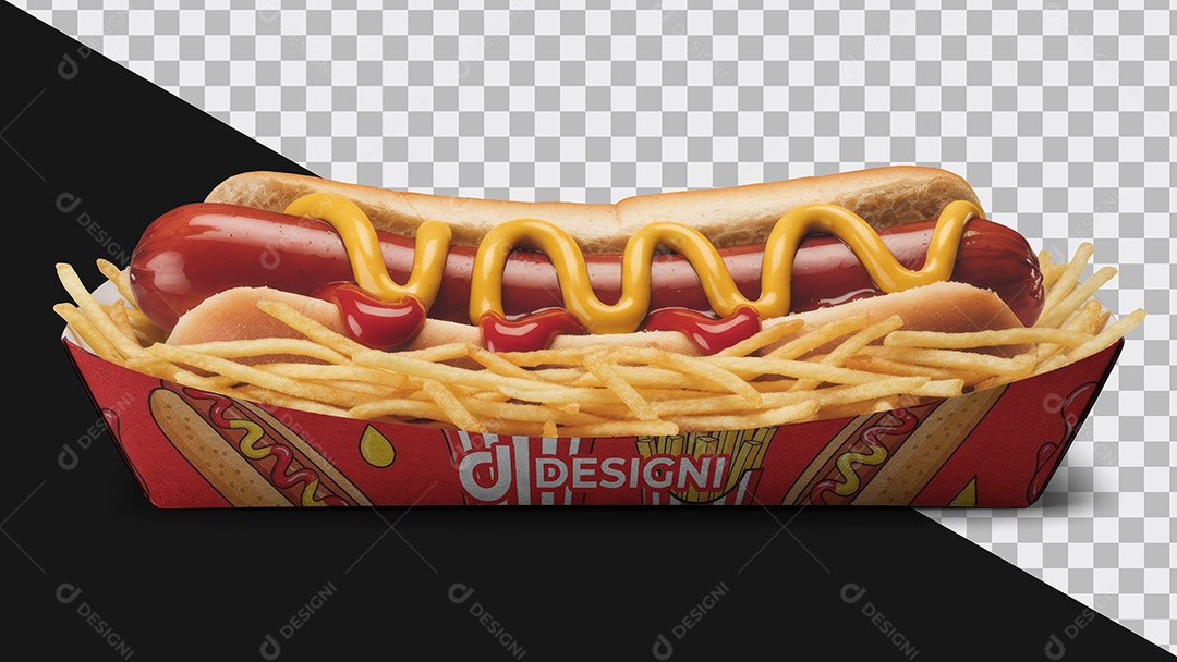 Mockup Cachorro Quente com Batata Palha PSD Editável