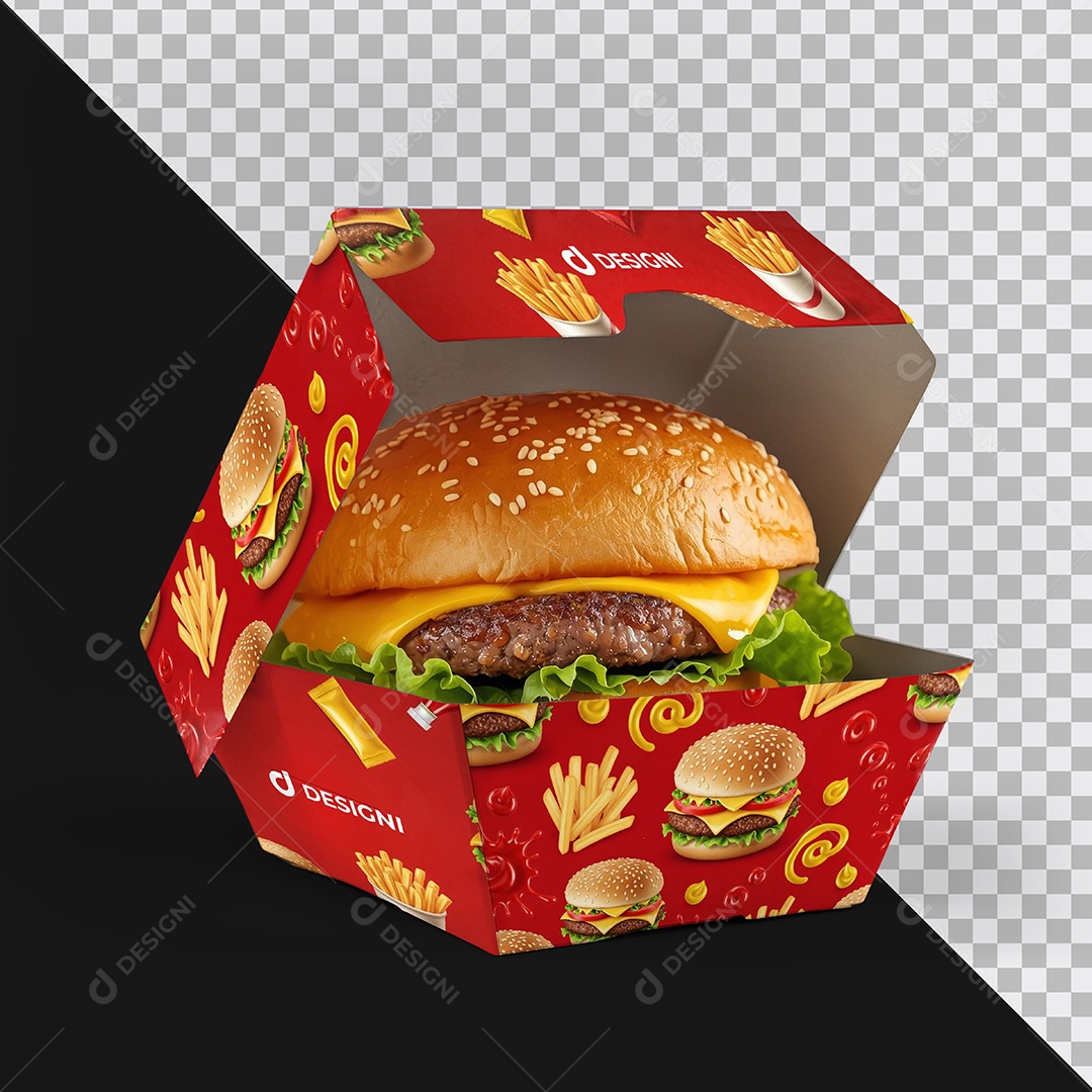 Mockup Hamburguer na Embalagem PSD Editável