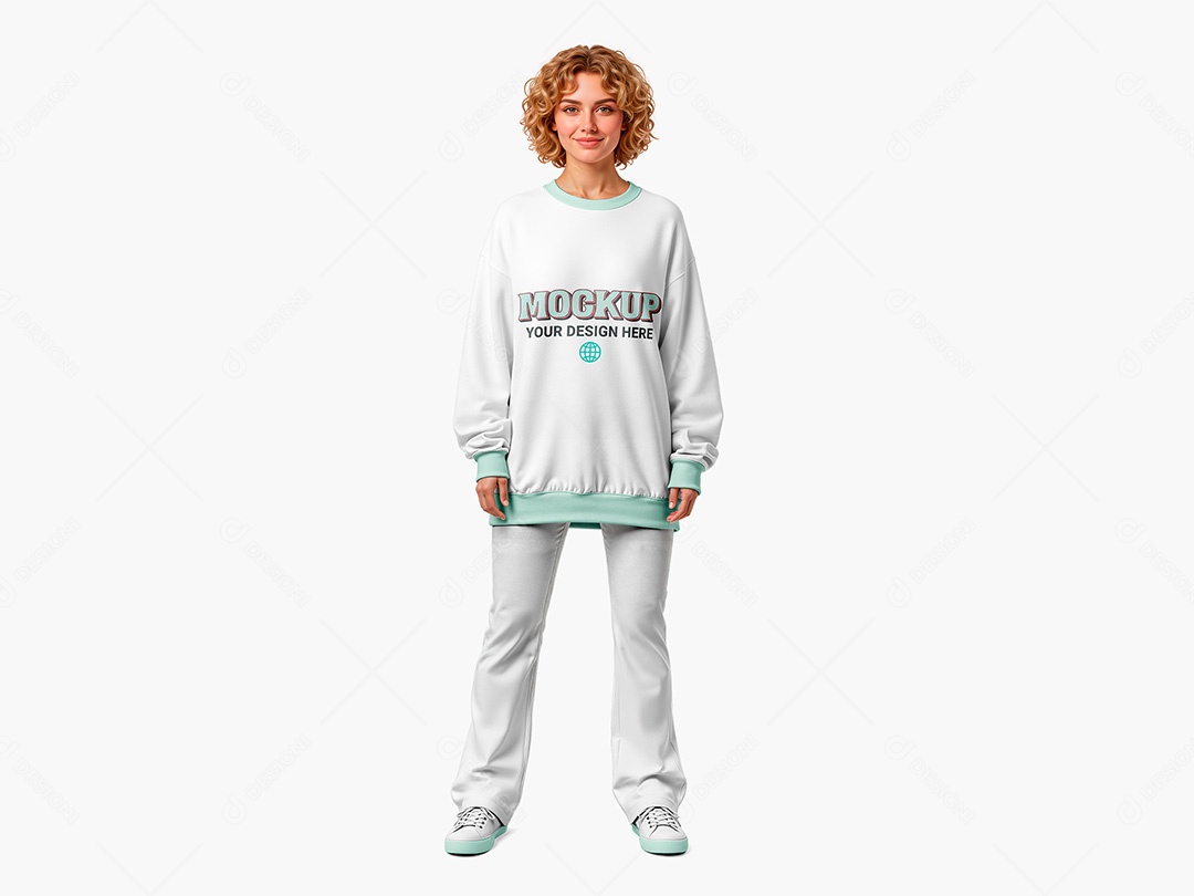 Moletom mockup em modelo, fundo isolado