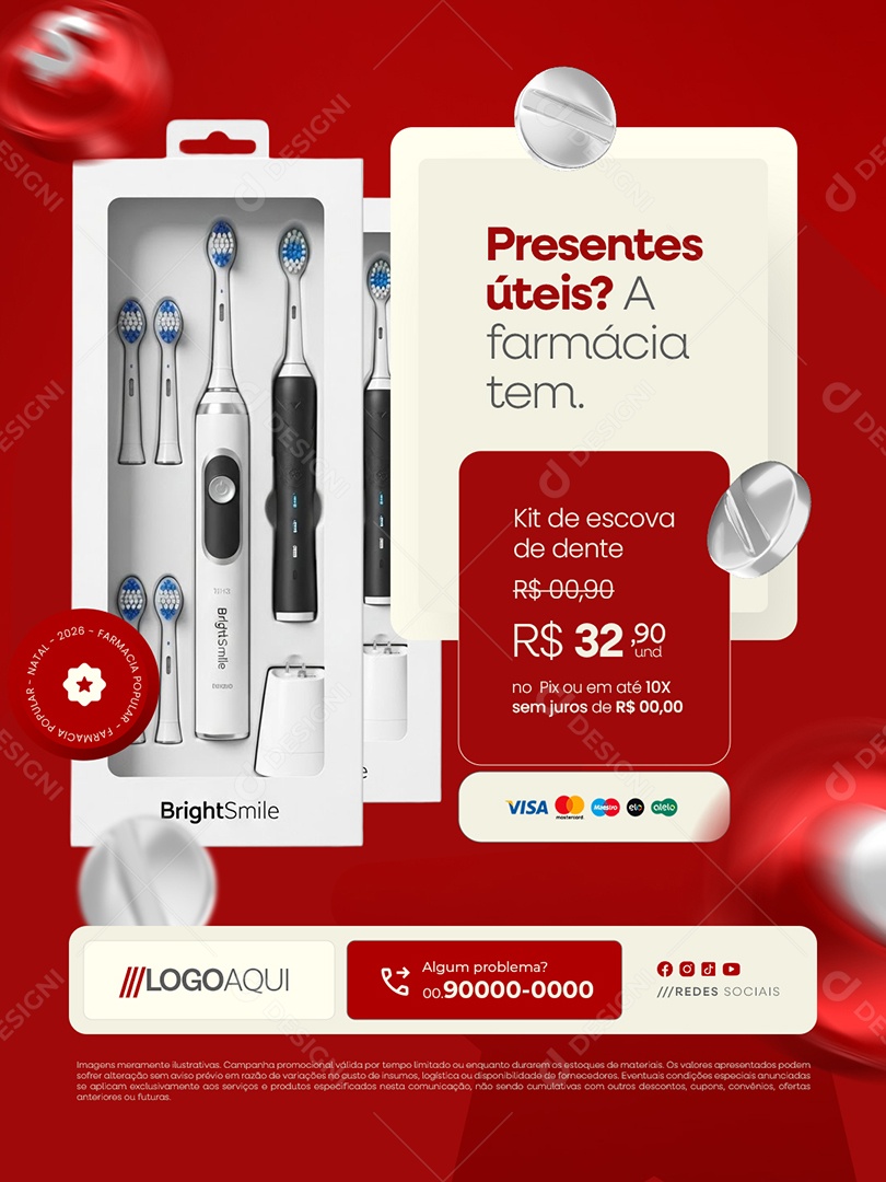 Farmácia Presentes Úteis Kit de Escova de Dente Social Media PSD Editável