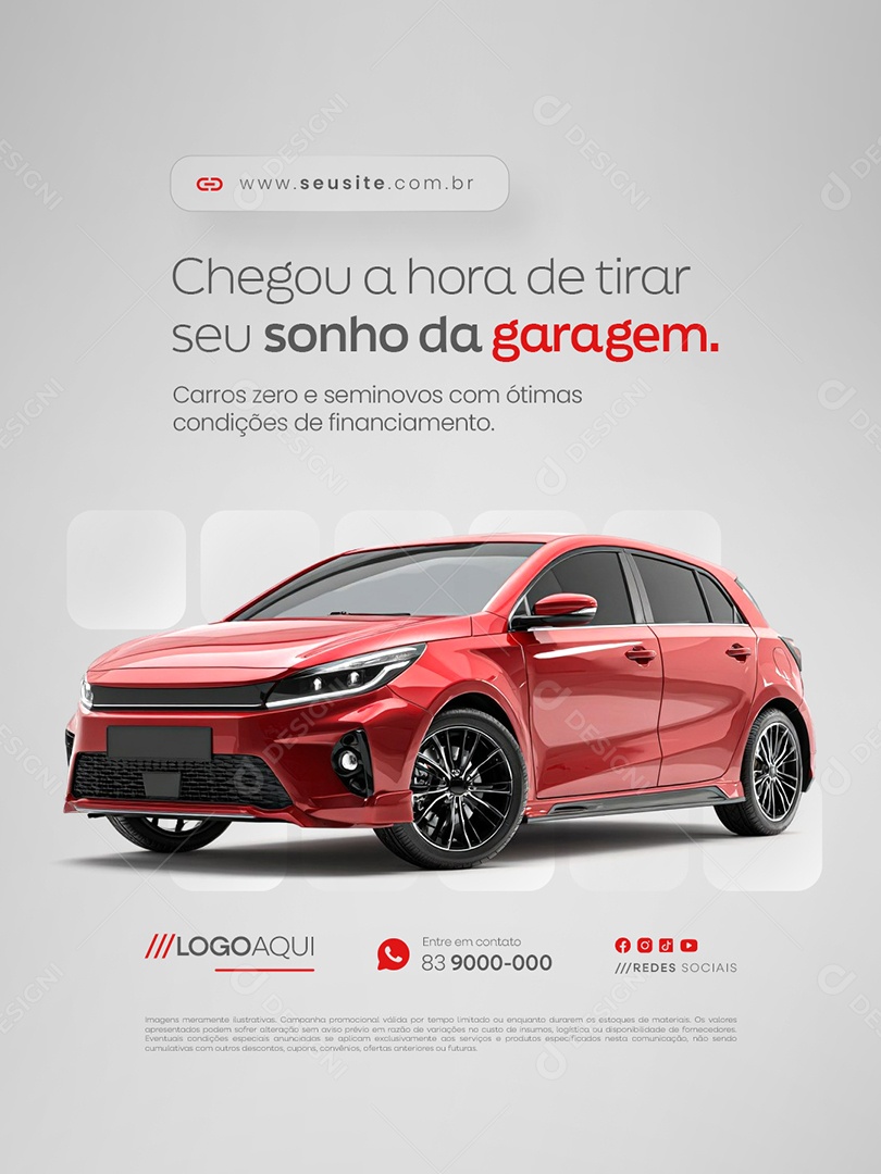 Concessionária Chegou a Hora de Tirar Seu Sonho da Garagem Social Media PSD Editável