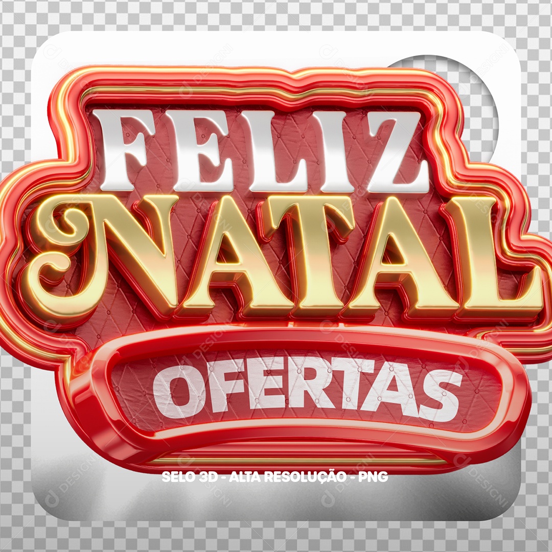 Feliz Natal Selo 3D para Composição PSD