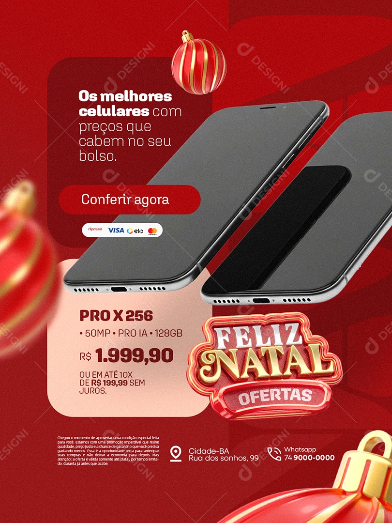 Loja de Celulares Feliz Natal Os Melhores Celulares Social Media PSD Editável