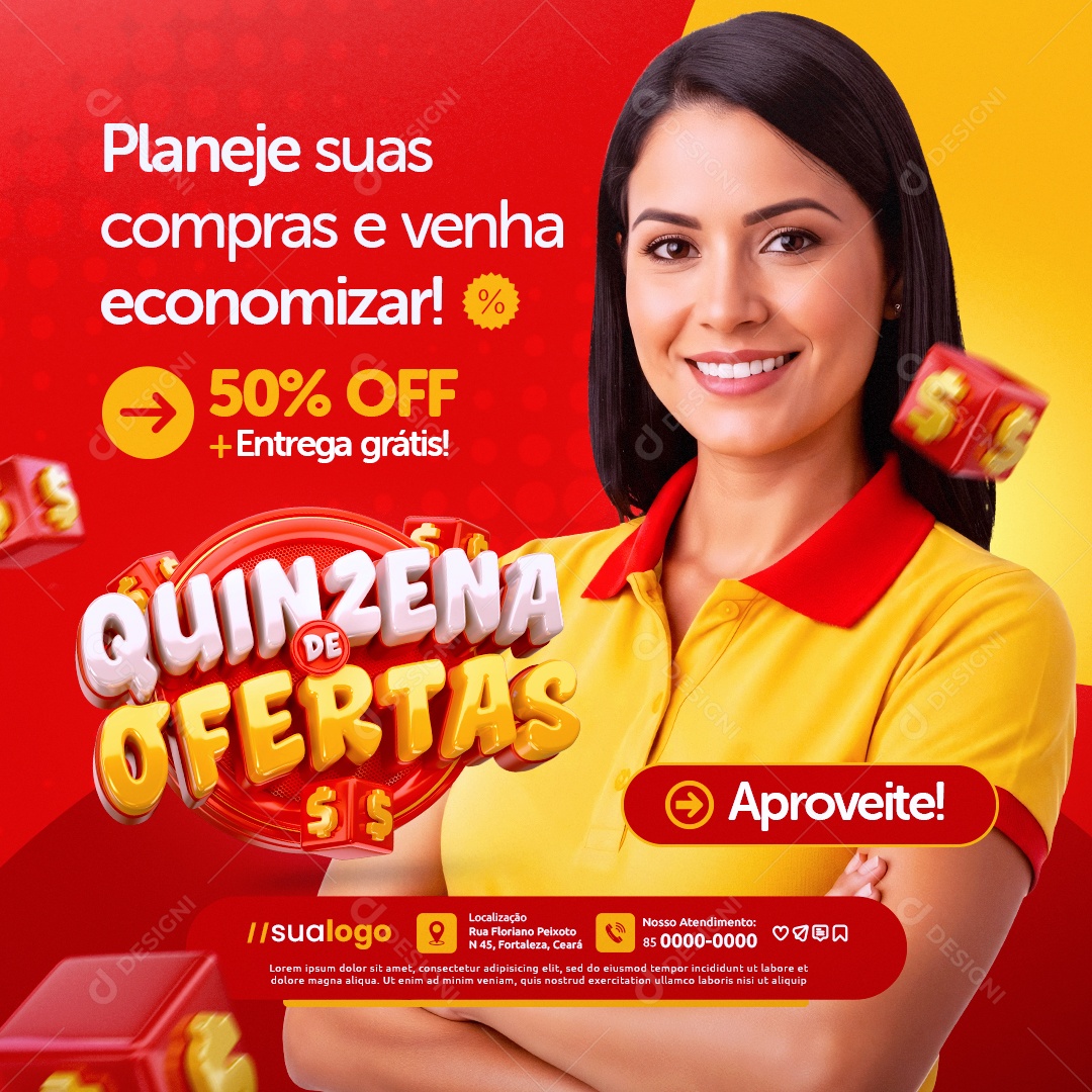 Quinzena de Ofertas Supermercado Planeje Suas Compras Social Media PSD Editável