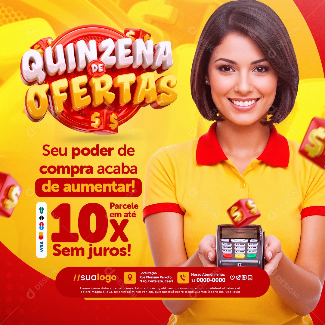 Quinzena de Ofertas Supermercado Seu Poder de Compra Social Media PSD Editável