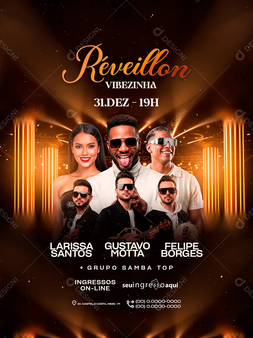 Flyer Próximos Shows Réveillon Vibezinha Social Media PSD Editável