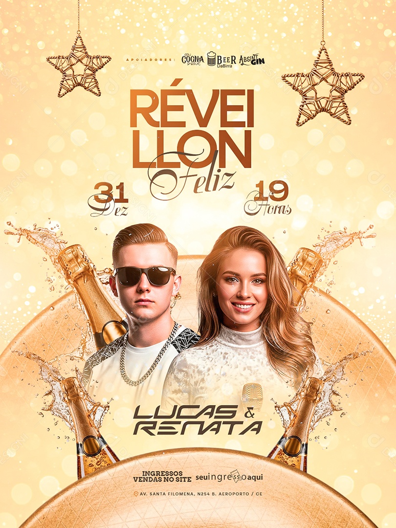 Flyer Próximos Shows Réveillon Feliz Social Media PSD Editável